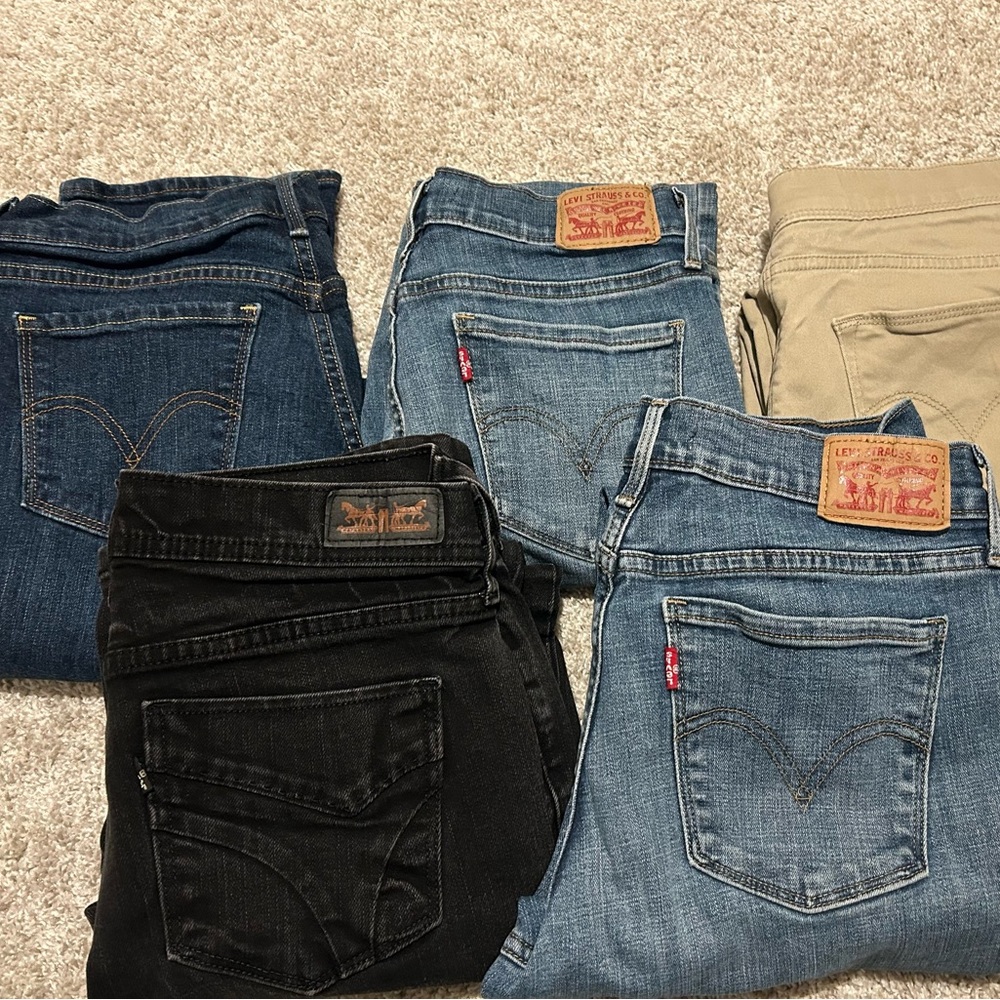 LOT Of 5 Levi's Jeans Womens 4  505 Straight Stretch Denim 5-Pocket Pants 27x32